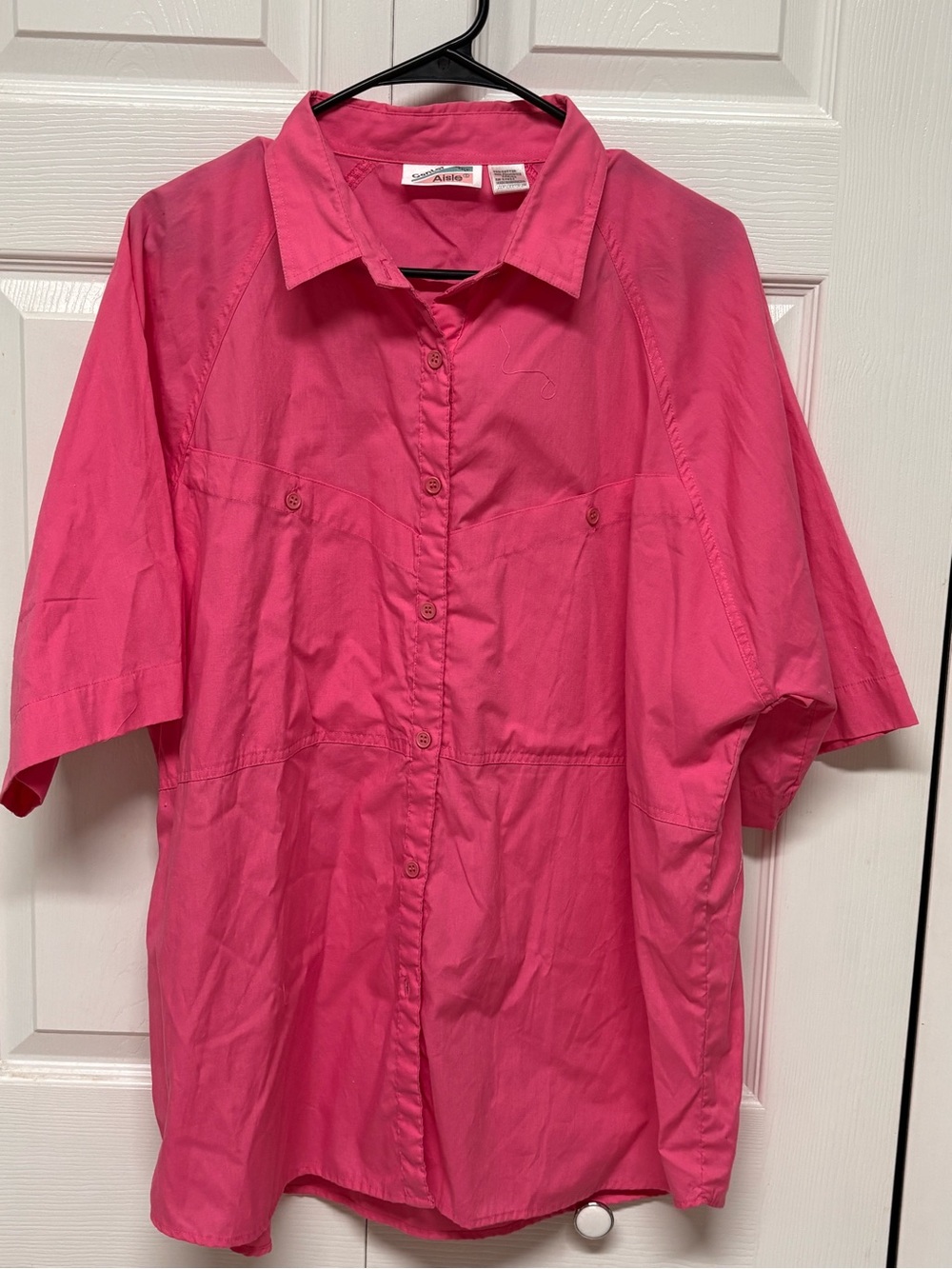 Women's Button-Down Short-Sleeve Shirt in Bright Pink